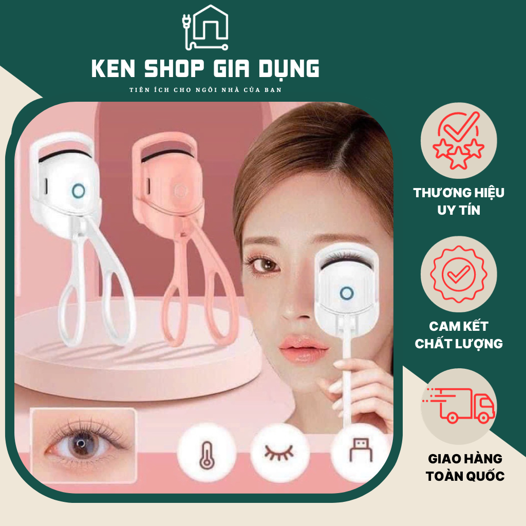 Máy Uốn Cong Lông Mi Tự Nhiên Kẹp bấm mi điện tạo và giữ nếp cong mi lâu hơn bằng 2 chế độ nhiệt