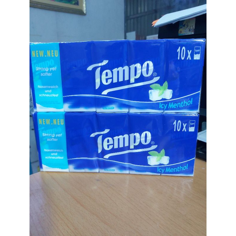 Lốc 10 gói khăn giấy bỏ túi tempo mùi bạc hà , không mùi
