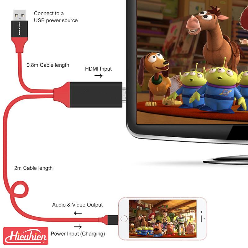 Cáp HDMI cho Iphone Dây kết nối ti vi với điện thoại iphone ipad dài 2M cáp kết nối điện thoại với tivi