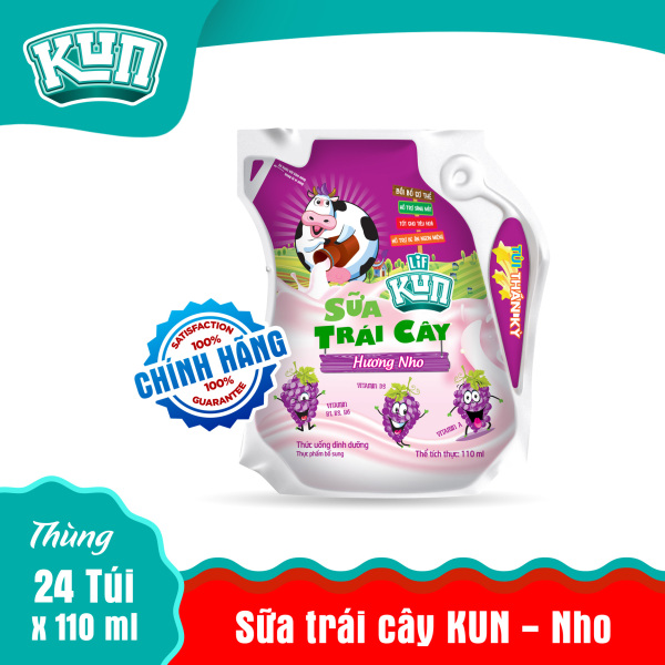 Sữa Kun Túi Nho Thùng 24 Túi x 110ml