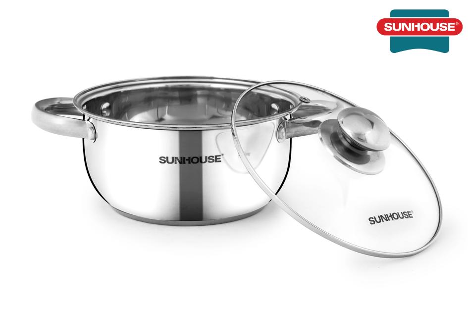 Nồi inox 3 đáy 16cm sunhouse sh22116 – dùng được cho bếp từ