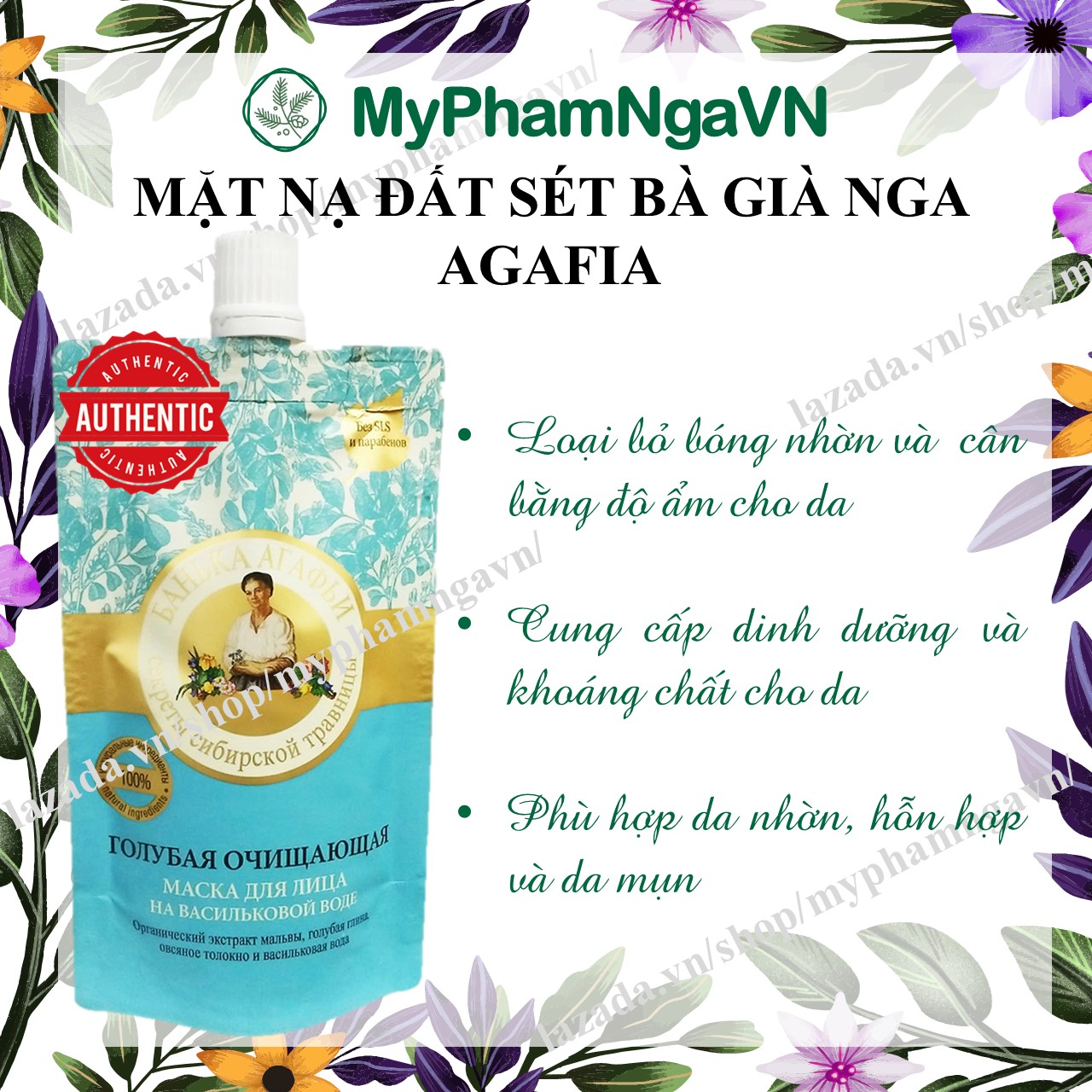[HCM]Mặt Nạ Đất Sét Xanh Bà Già Agafia Xanh.