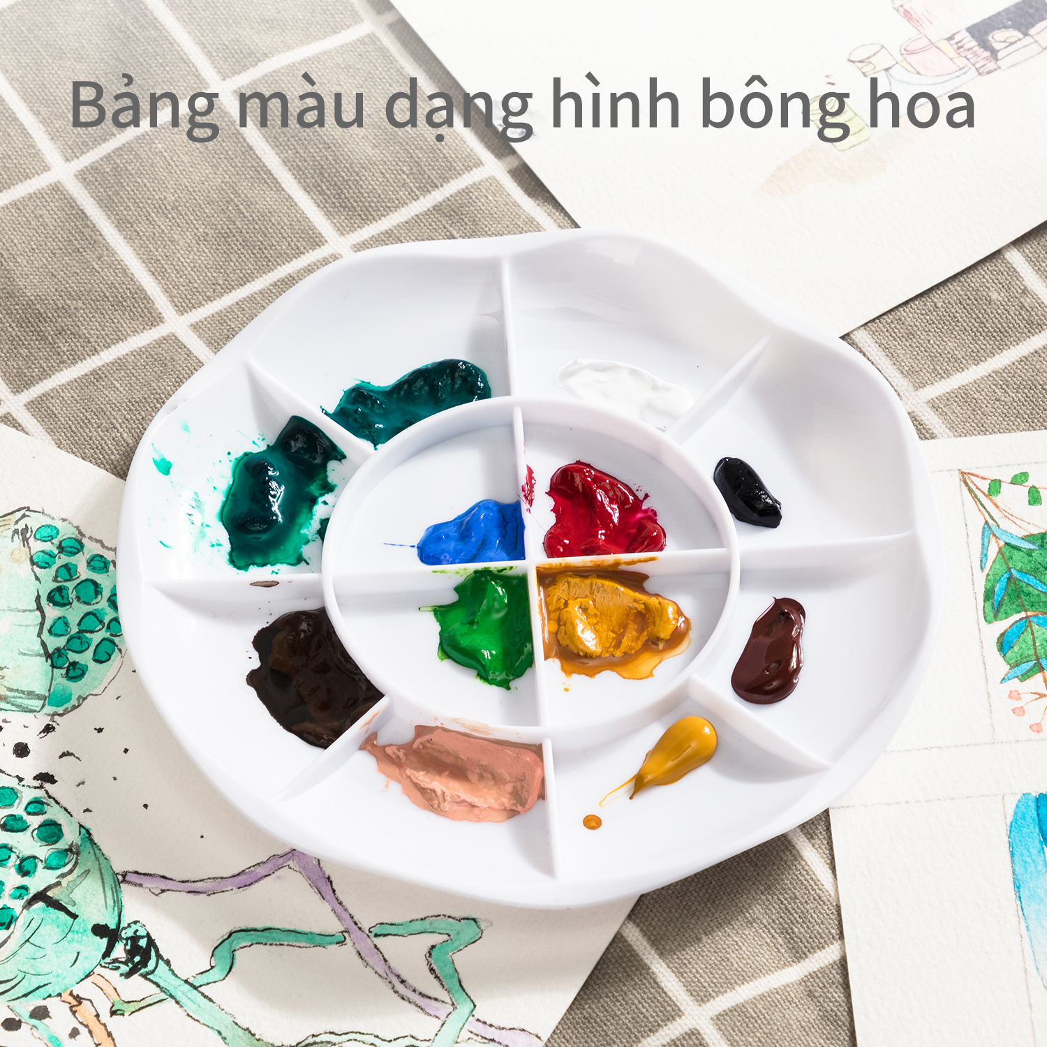 Khay pha màu Deli - 12 ngăn - 1 chiếc - 68305