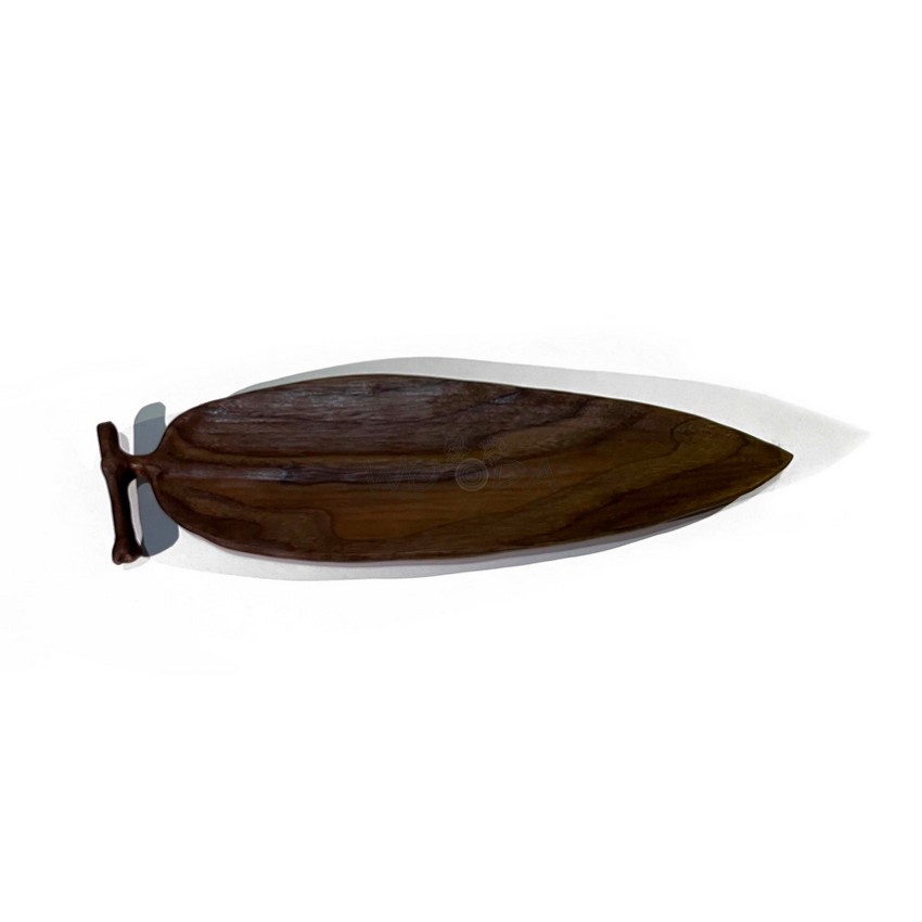 Khay gỗ hình lá tre, khay trà gỗ walnut cao cấp
