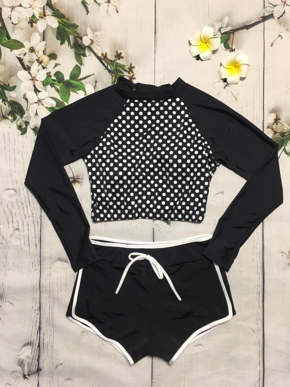 Bikini tay dài chấm bi quần đùi