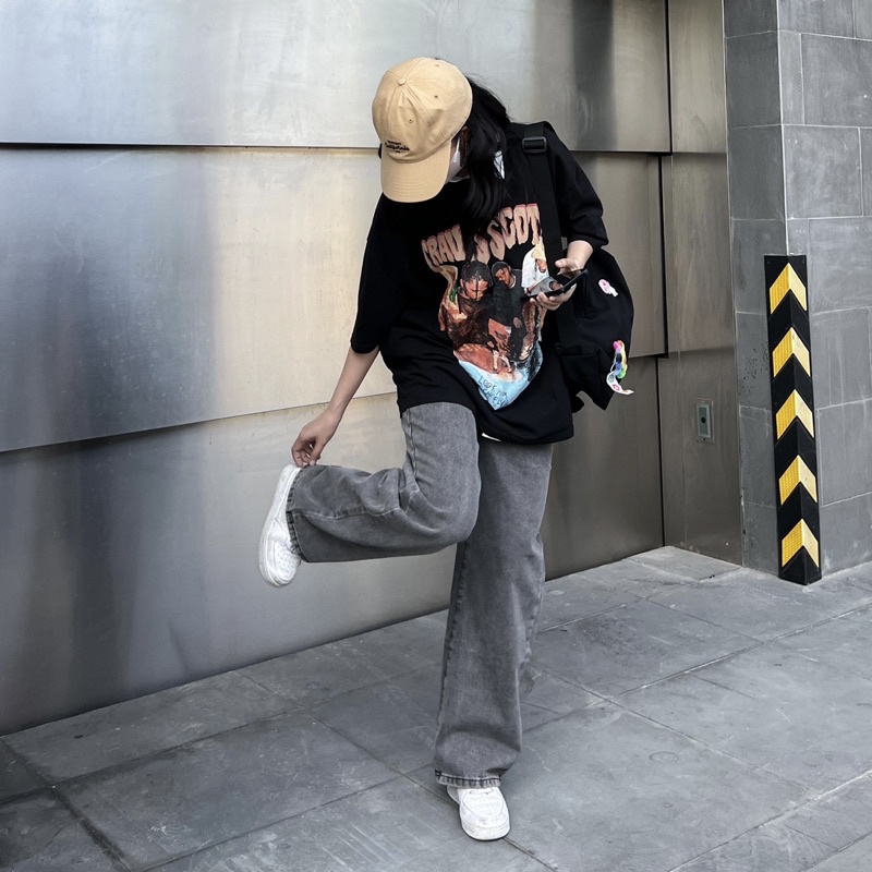 (Oldschoolcloth)QUẦN JEANS SUÔNG XÁM Q43 (ẢNH THẬT)