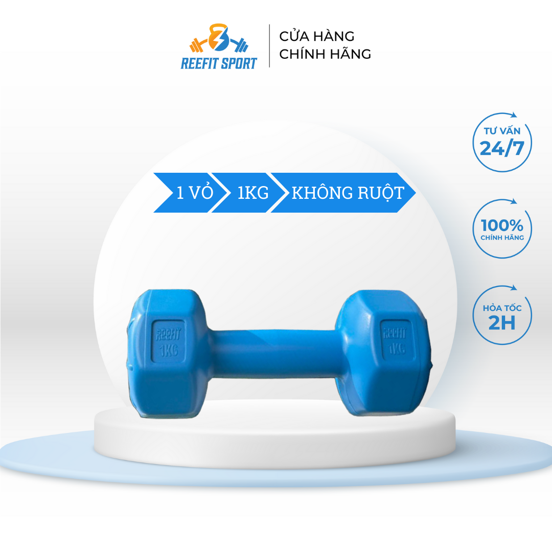 Vỏ tạ tay nhựa bát giác Reefit 1kg không ruột chưa nhồi