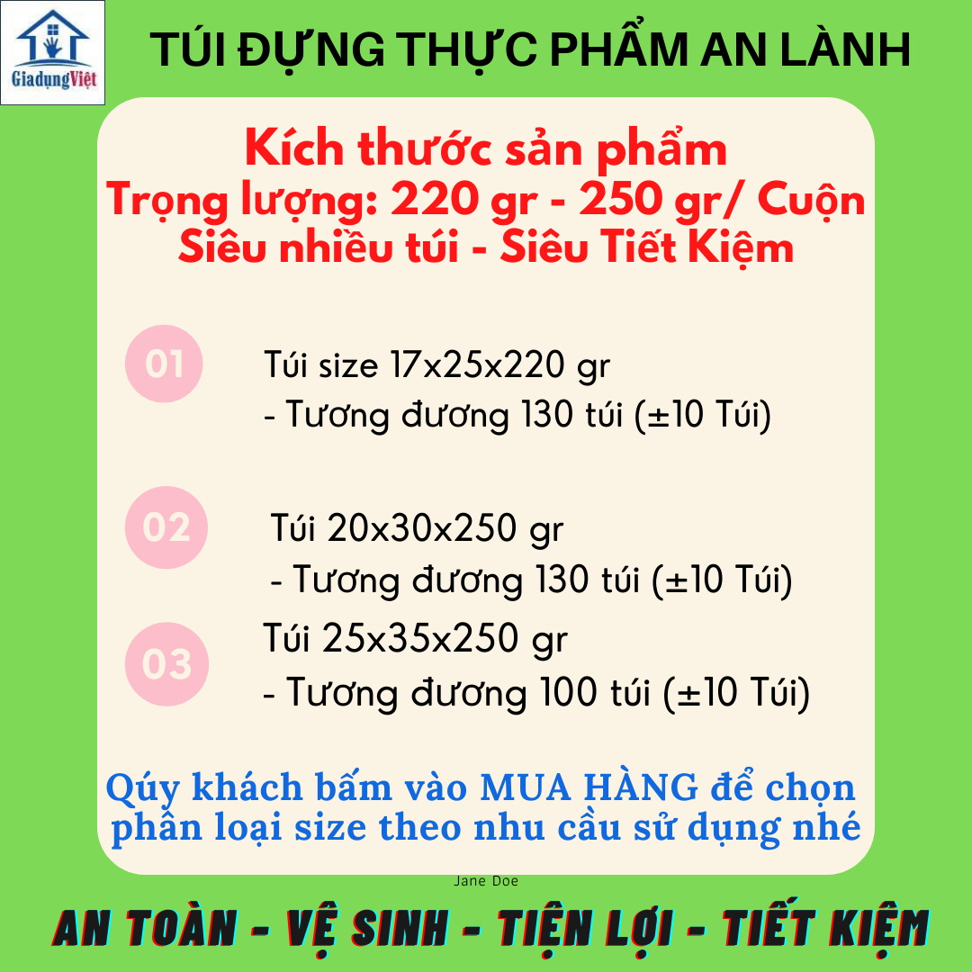 Combo 6 Cuộn Túi Đựng Thực Phẩm AN LÀNH 220-250 gram/cuộn (6 cuộn siêu nhiều siêu hời siêu tiết kiệm)