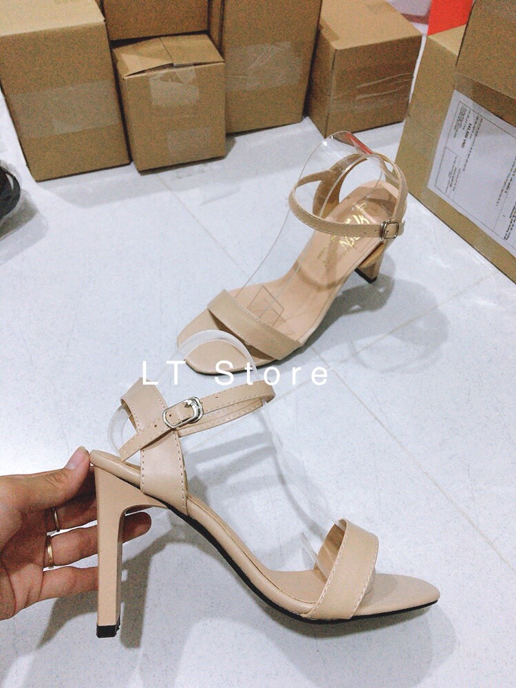 Giày cao gót 9cm sandal bản ngang hở gót