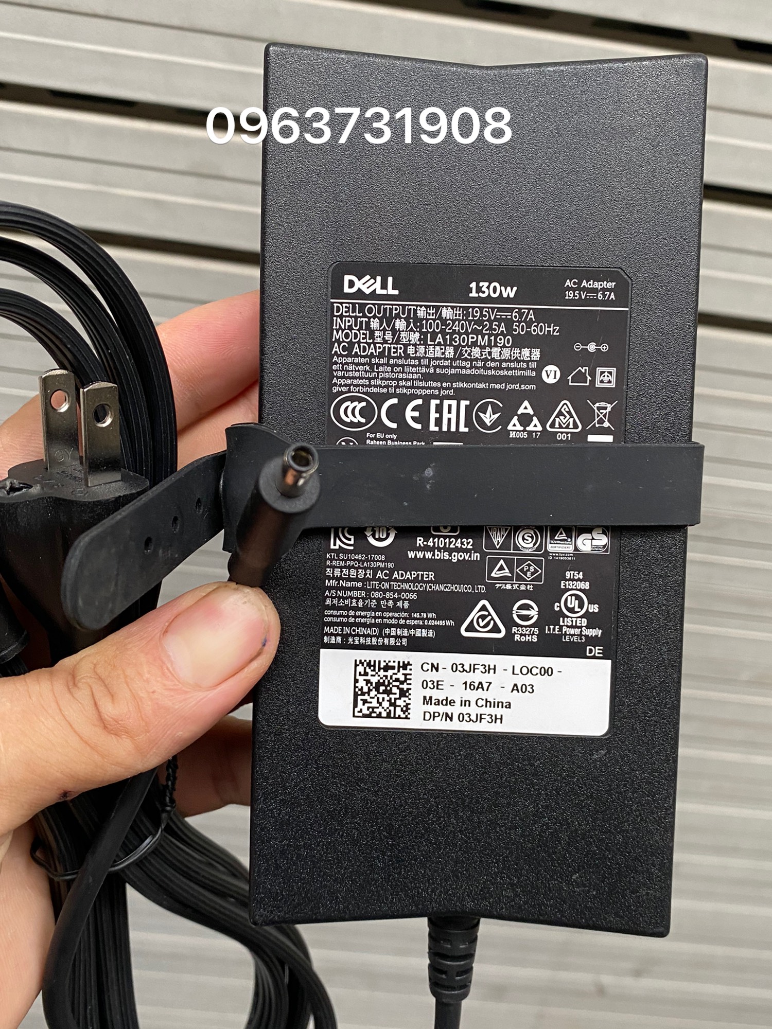 Dây sạc Laptop DELL XPS 15 9550 130W hàng chuẩn nhập khẩu từ Mỹ