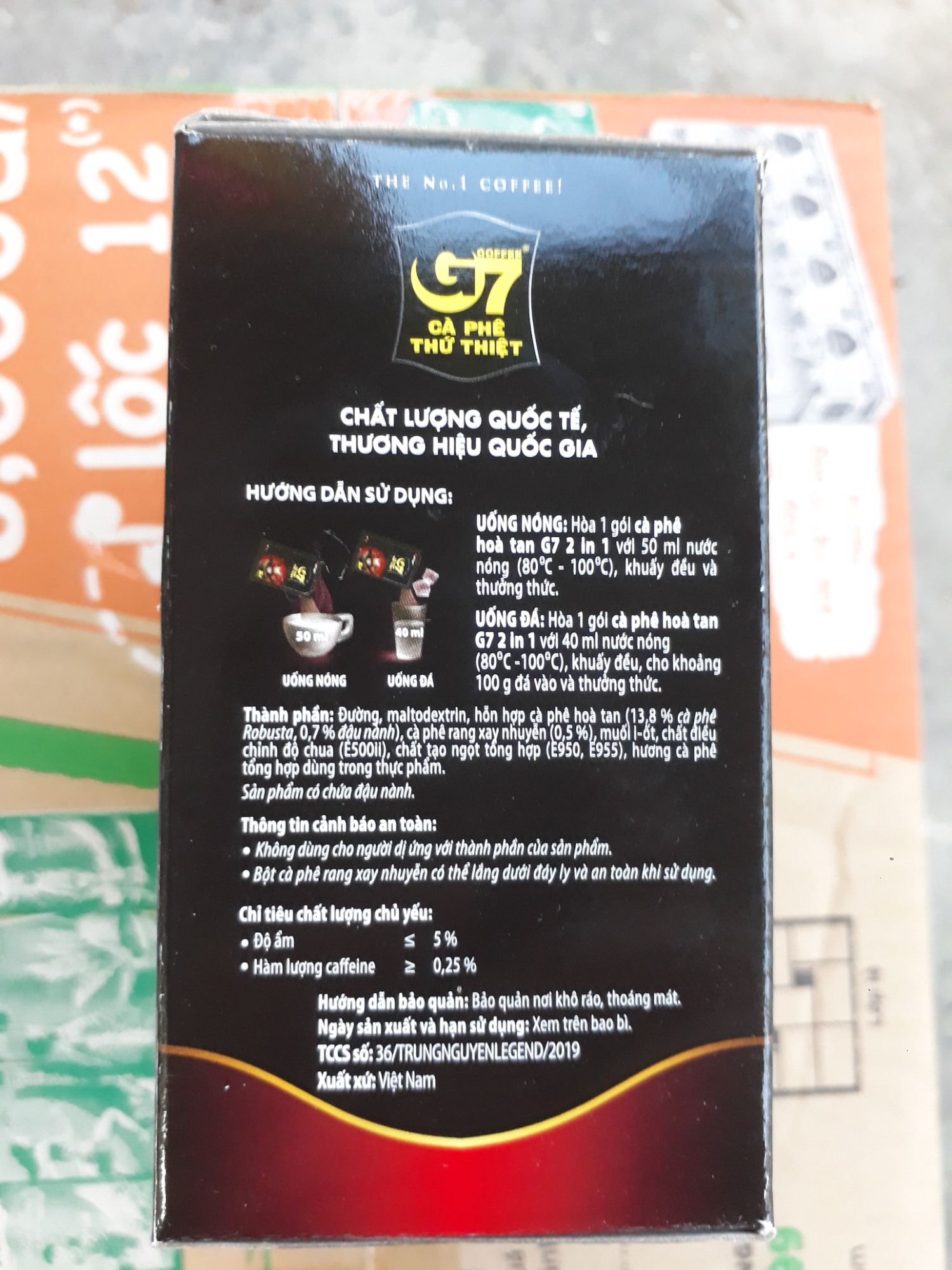 CÀ PHÊ G7 2IN1 - HỘP 15 GÓI 16GR