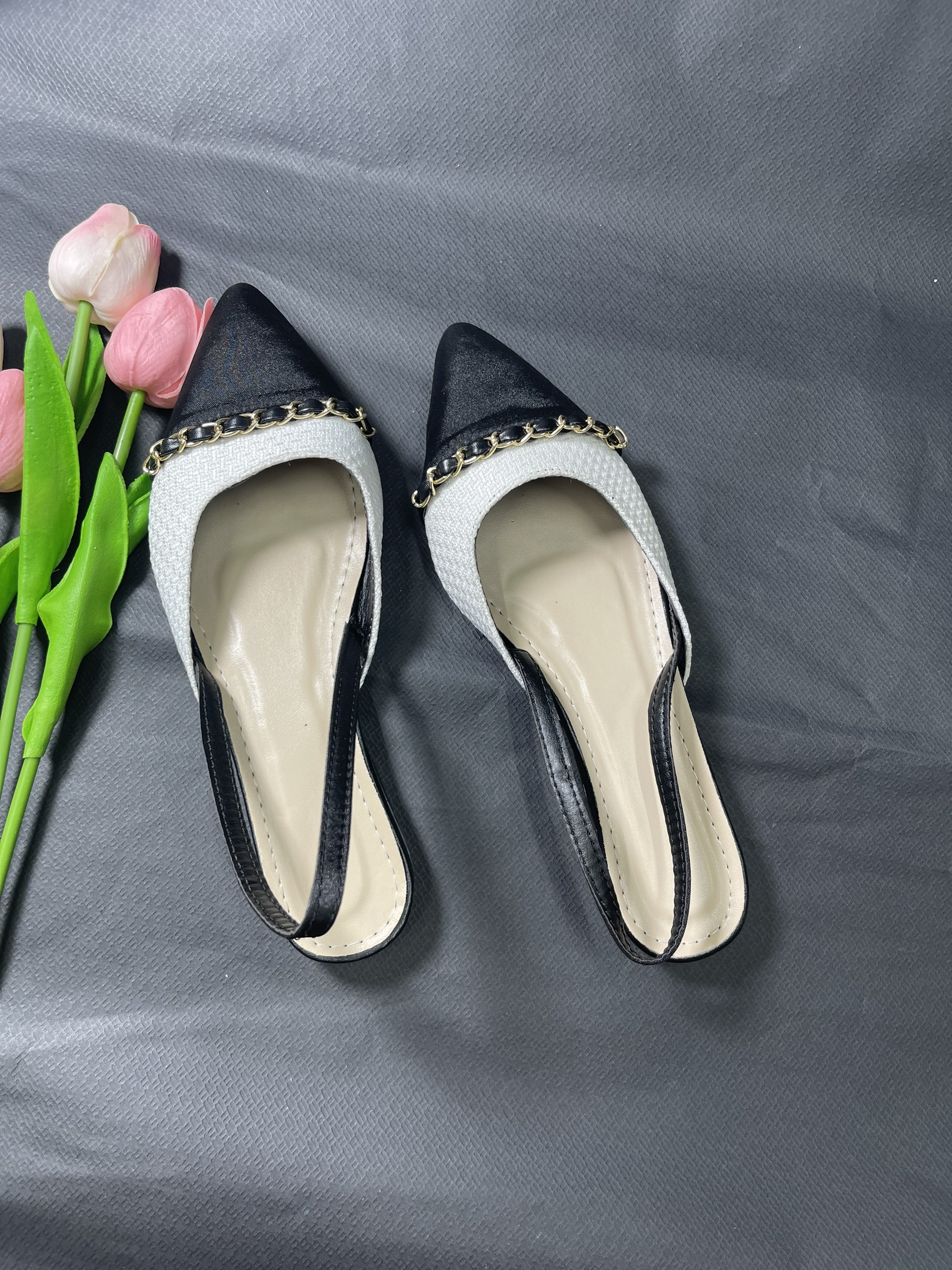 Giày Búp bê Đế Bệt Phối Xích Tiểu Thư H21