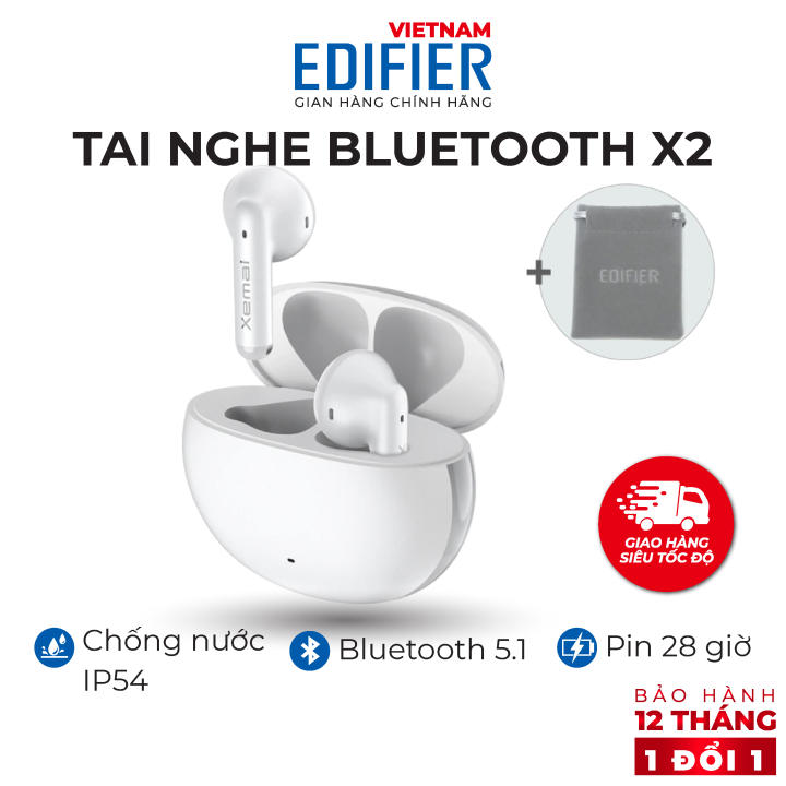 [Voucher 9% cap 50K] Tai nghe Bluetooth 5.1 EDIFIER X2 Thời lượng pin 28 giờ Chống nước IP54 Chế độ chống ồn chơi game – Hàng chính hãng – Edifier – top1shop