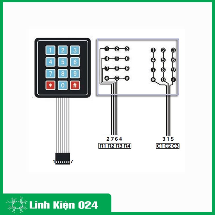 Bàn phím ma trận mềm 3x4 keypad