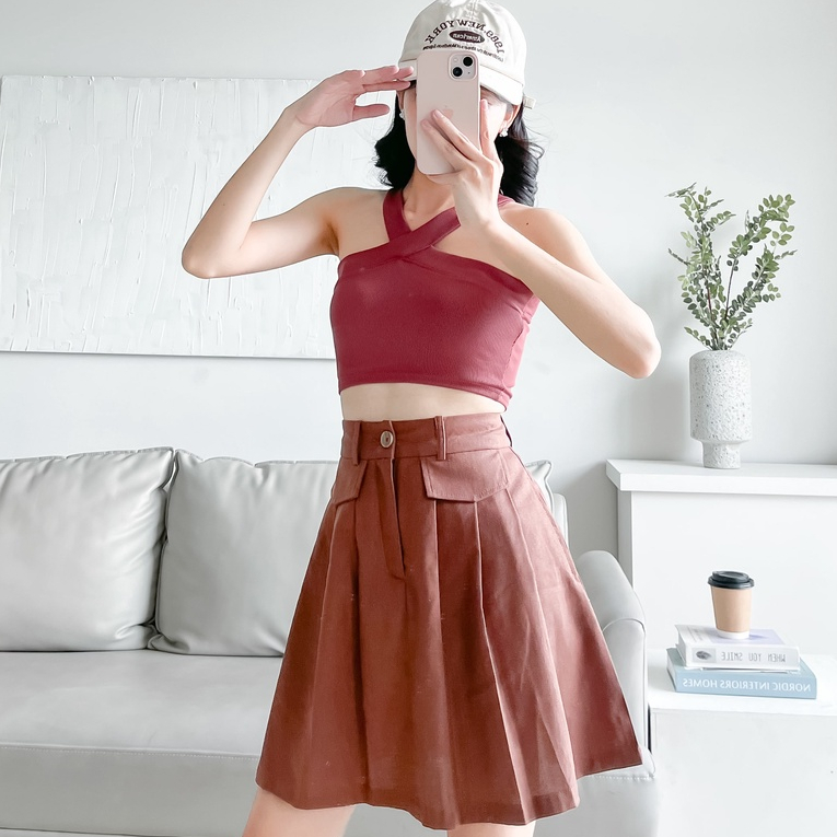 Áo Croptop Bunny Tank Top cổ chéo Miều Est.2013