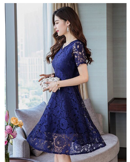 Đầm Váy Ren Xòe Cổ Tim Dự Tiệc Cao Cấp