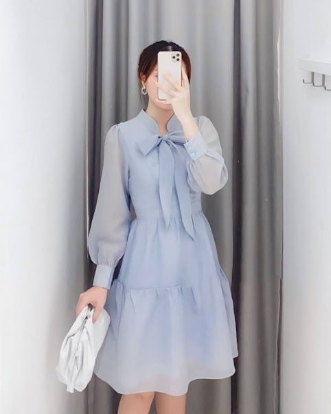 ĐẦM DỰ TIỆC BABYDOLL CỘT NƠ