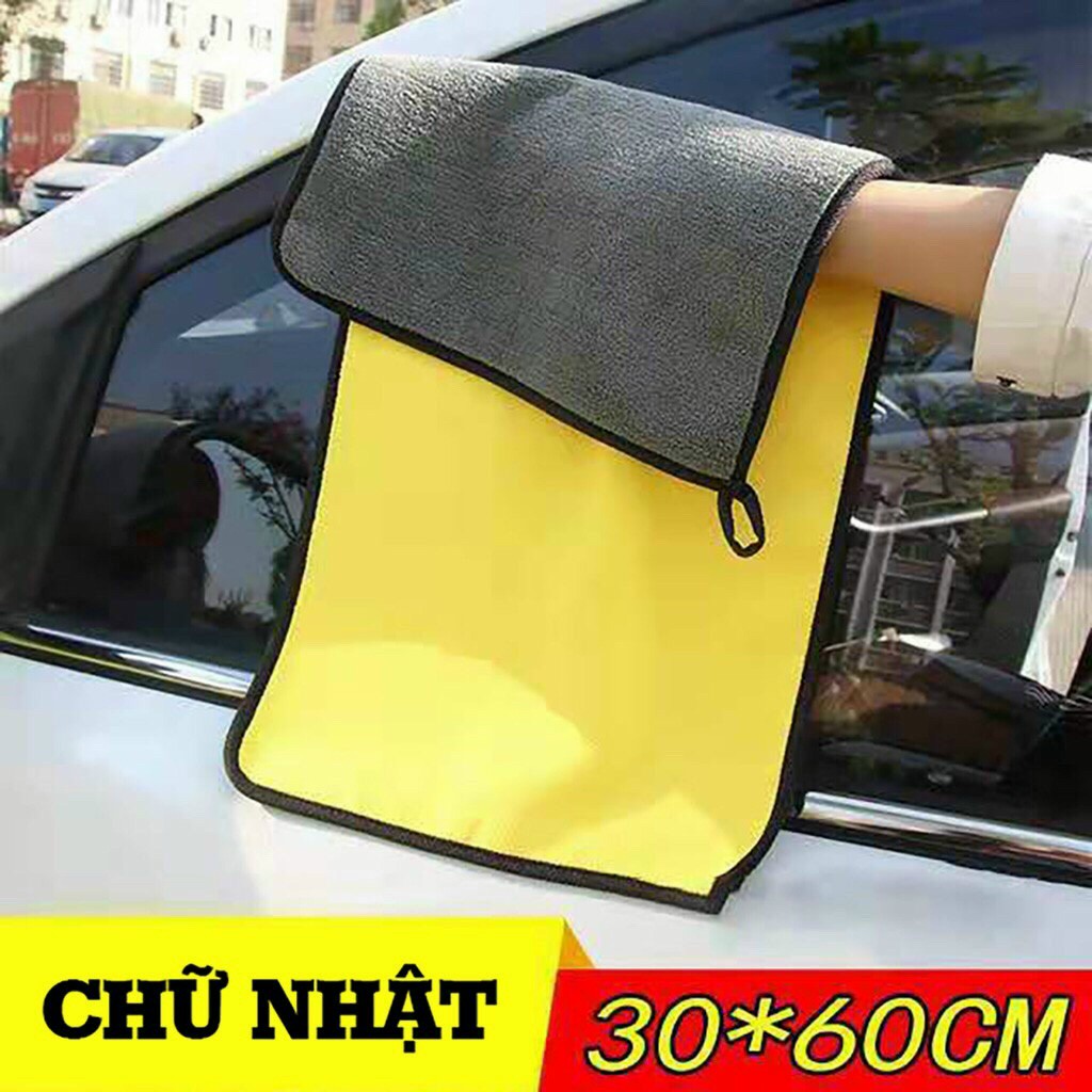 Khăn lau xe ô tô 2 mặt cao cấp sợi Microfiber