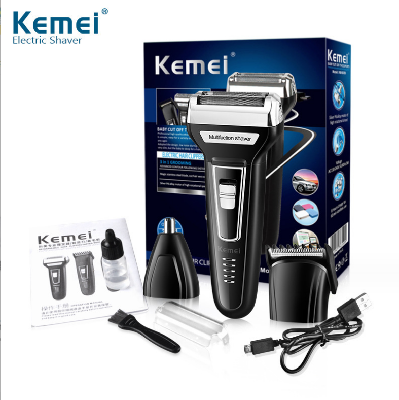 Máy cạo râu, tông đơ, tỉa mũi 3in1 kemei km-6559