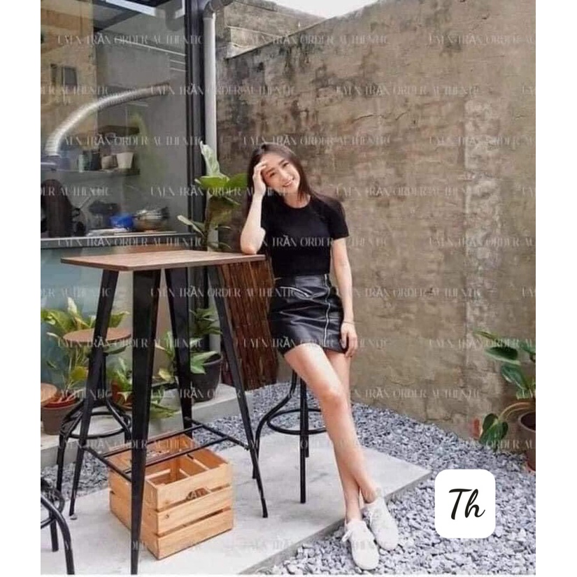 Áo croptop cổ tròn chất zip