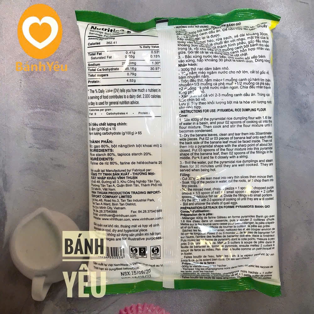 Bột bánh giò Vĩnh Thuận 400g dùng làm bánh