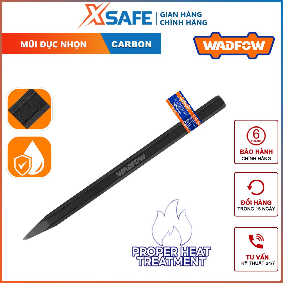 Wavfow chisel tip 4mm 300mm super hard carbon steel, wall chisel, iron, wood, concrete