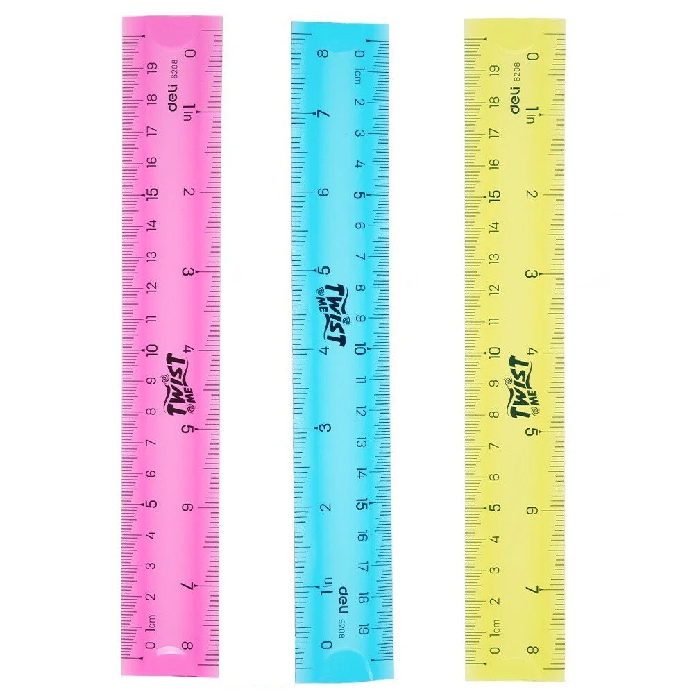 Thước kẻ 20cm Deli E6208 nhựa dẻo