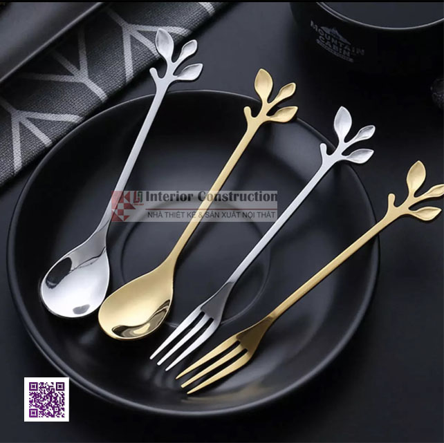 THÌA CAFE CHIẾC LÁ MẠ VÀNG CAO CẤP