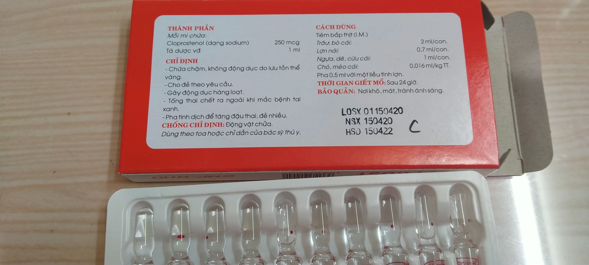 tan thể vàng,đẻ sớm, động dục hanprost 2ml x 10 ống