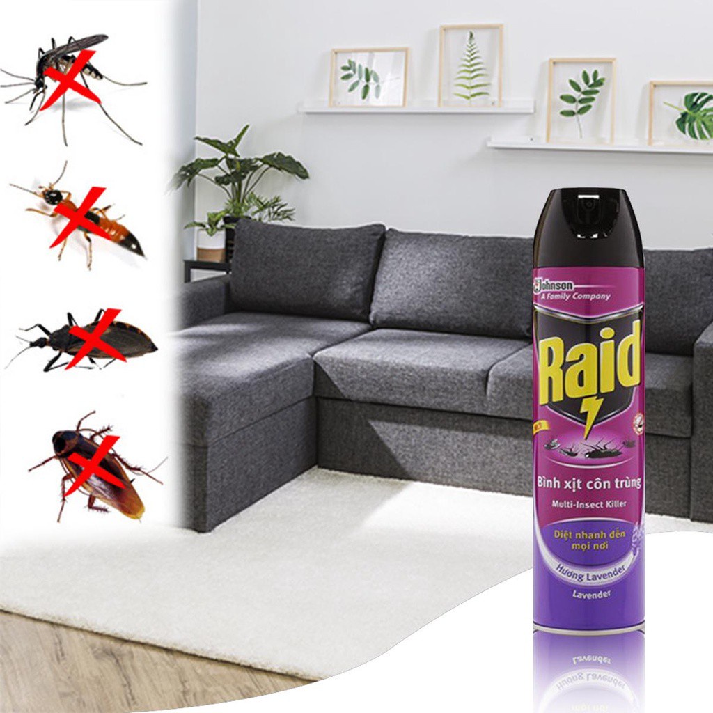 Xịt Côn Trùng Raid Lavender 600ml