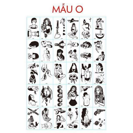 Combo 30 tấm hình xăm dán đen trắng đẹp cá tính mẫu O