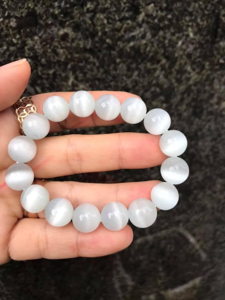 [HCM]VÒNG TAY ĐÁ MẮT MÈO TRẮNG đủ size
