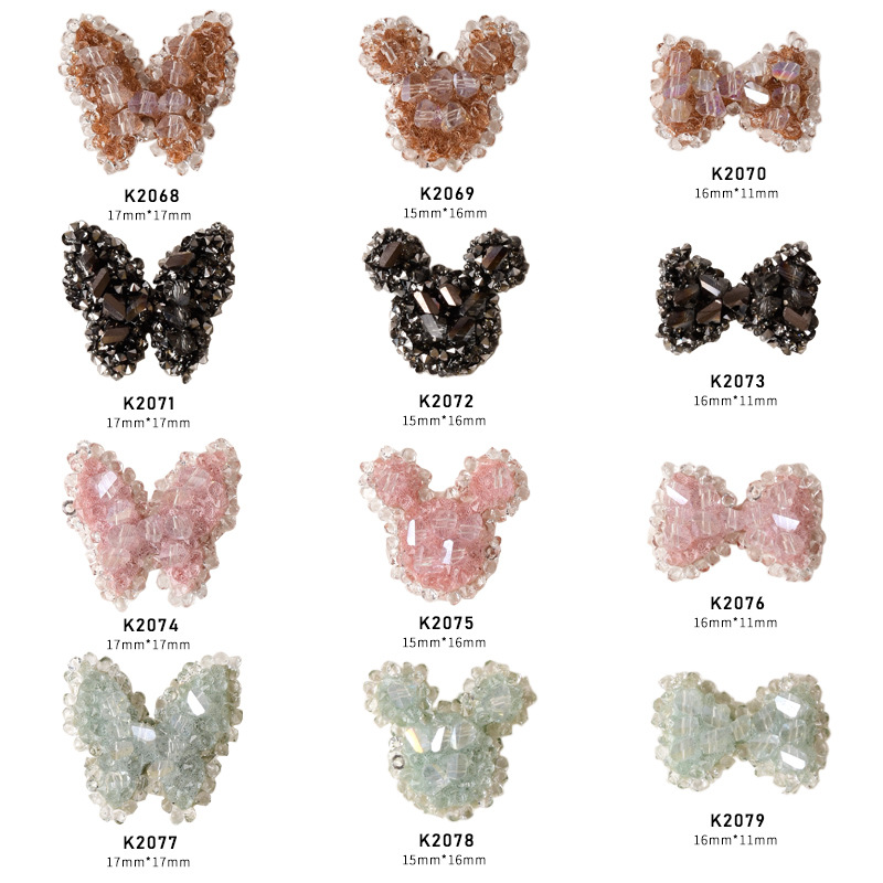 Charm Đá Pha Lê Pastel | Bướm Nơ Mickey Trang Trí Móng