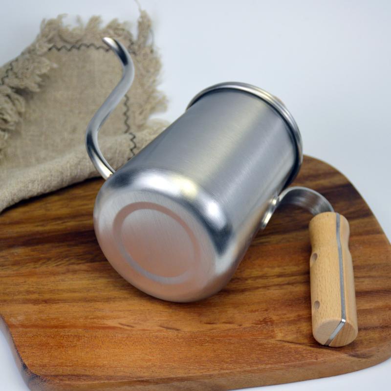 Ấm inox cán gỗ cổ ngỗng pha cà phê pour over 650ml