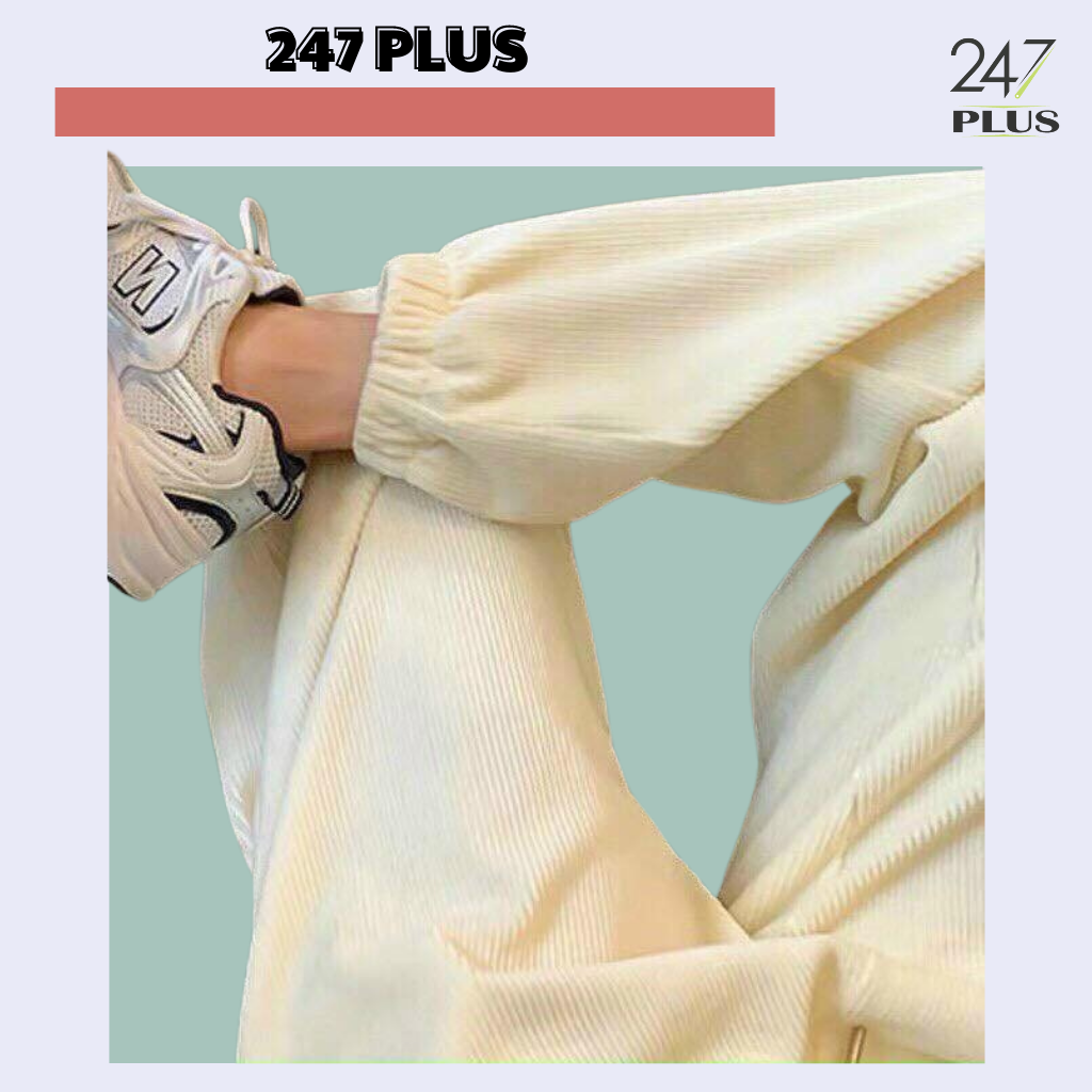 Quần Jogger 247PLUS nhung tăm trơn Basic Q8903 Freesize
