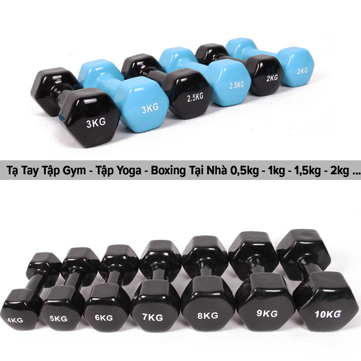 Tạ Nhựa Cao Su Cao Cấp 1kg, 2kg, 3kg, 0.5kg – Tạ Tay Tập Gym, Yoga, Boxing Cho Nam Nữ và Trẻ Em Chính Hãng Amalife