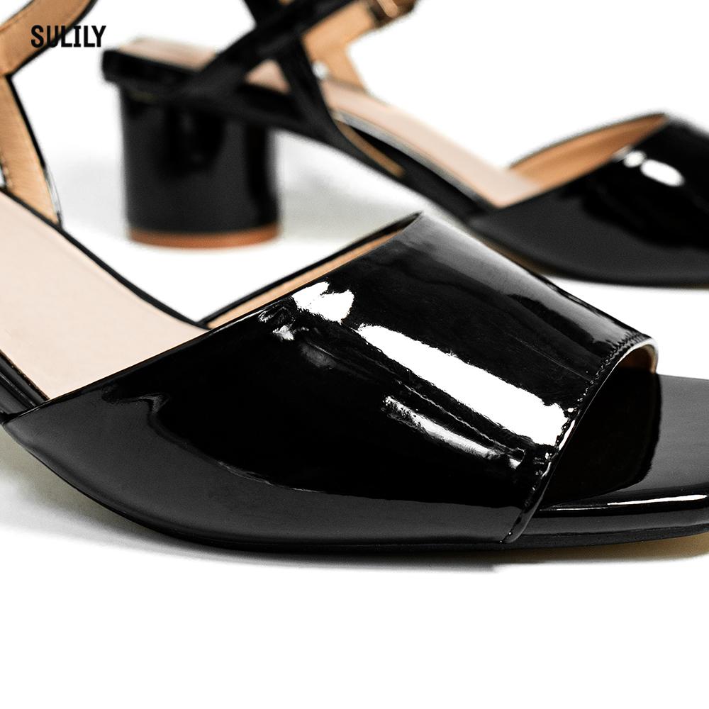 Giày Sandal Gót Vuông Mũi Vuông Sulily