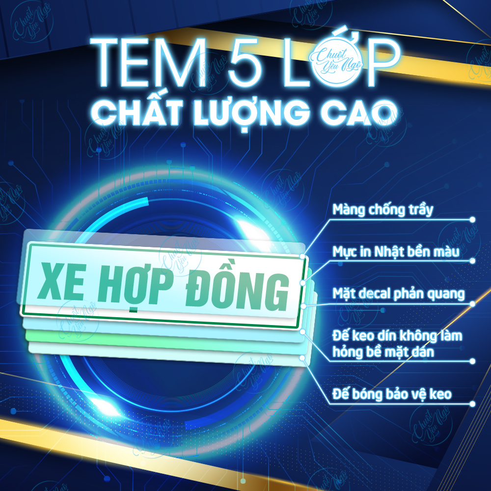 [PHẢN QUANG] Combo 2/4 miếng decal nhãn dán tem xe hợp đồng chống thấm nước ô tô xe khách du lịch taxi