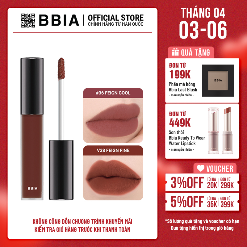 [Version 8] Son kem lì bền màu, mịn như nhung BBIA Last Velvet Lip Tint 5g