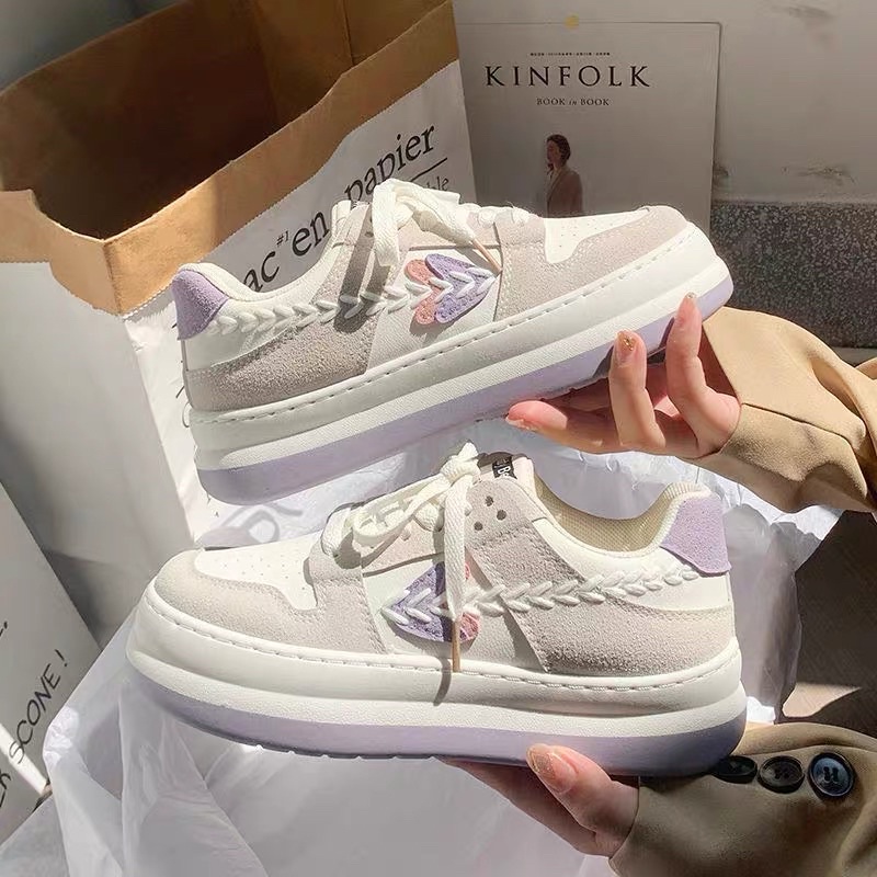 Giày thể thao nữ TED viền lúa độn đế cao 5cm chất liệu da siêu đẹp mẫu mới nhất 2022 hot trend giày sneaker nữ phong cách thời trang đi học