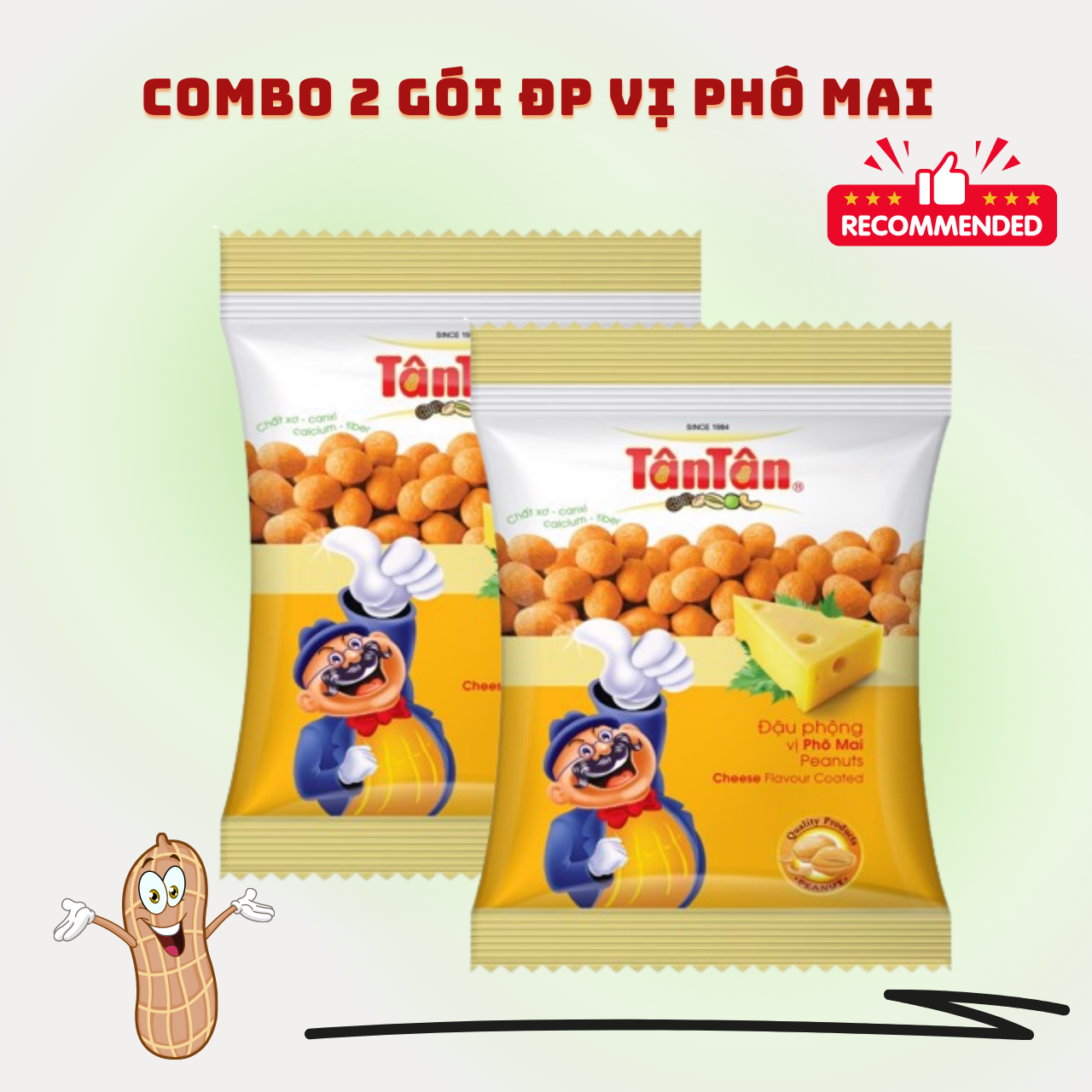 Combo 2 gói Đậu Phộng Vị Phô Mai Tân Tân (28g/gói x2)