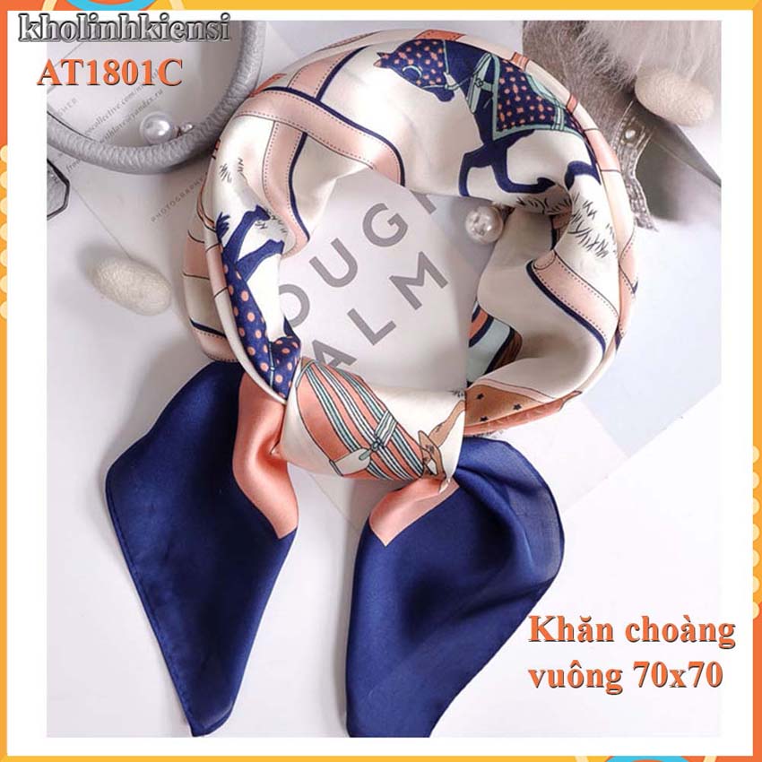 [HCM]Khăn choàng lụa vuông cao cấp at1801- Lụa-satin- khăn choàng cổ điệu đà cho phái nữ