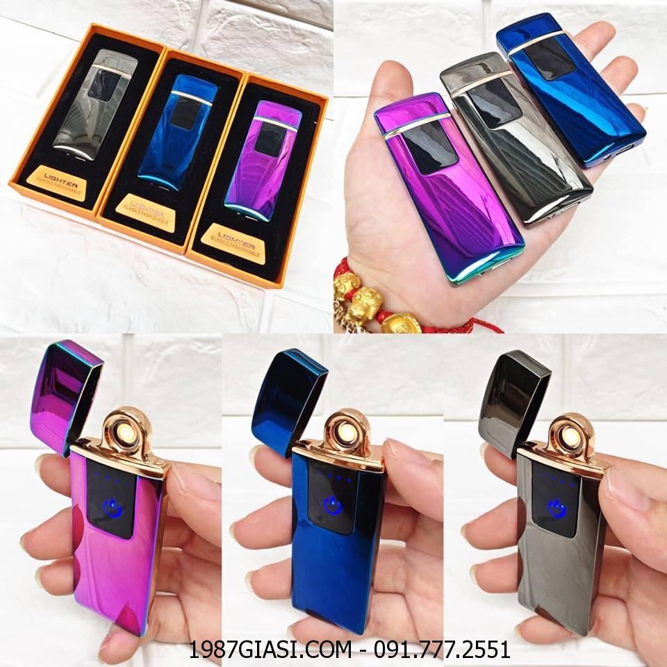 Hột quẹt bật lửa điện cảm ứng sạc cổng USB cao cấp  (Màu Titan)