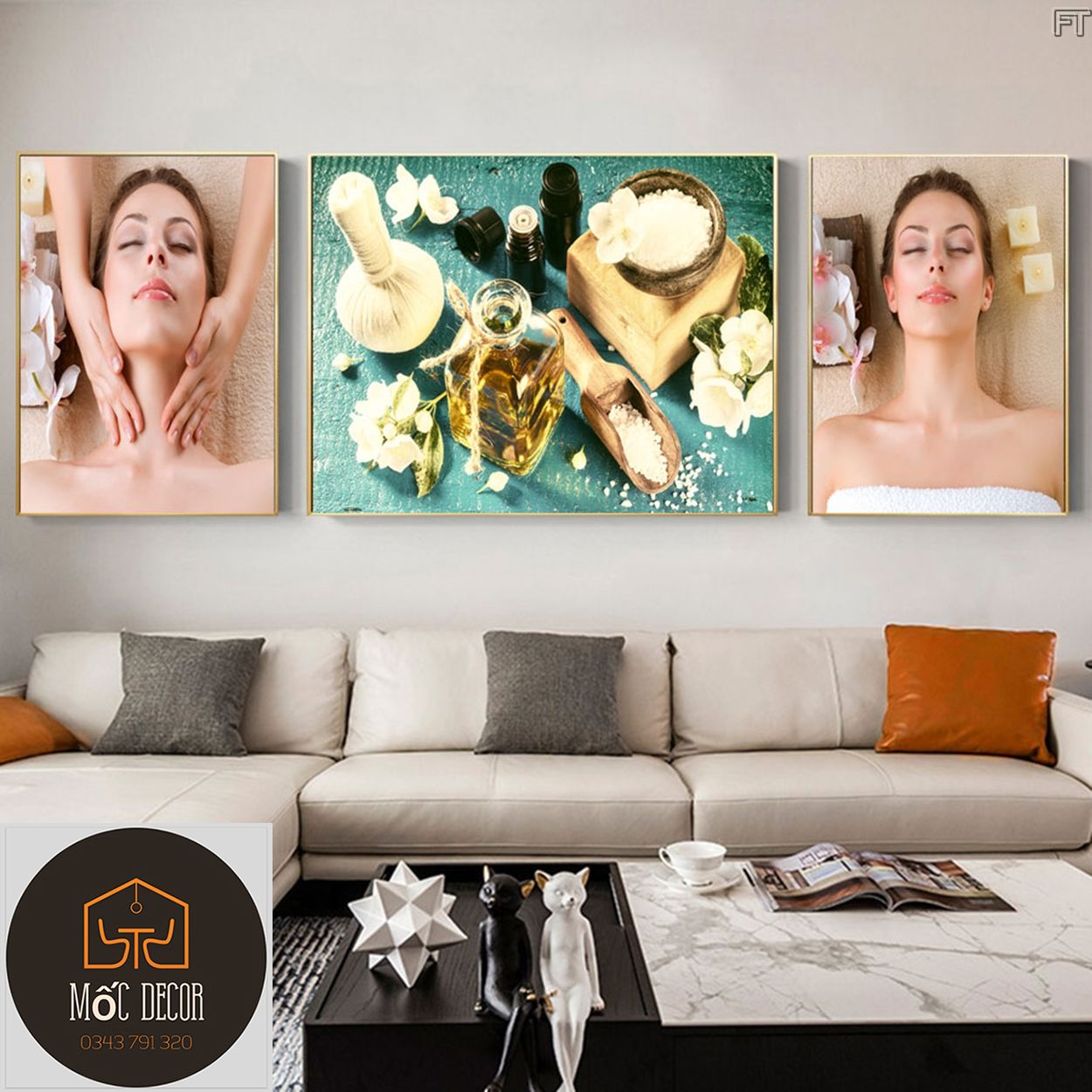 Tanh treo Spa, tranh trang trí tường thẩm mỹ viện Mốc Decor giảm giá kèm quà tặng, tranh có khung treo