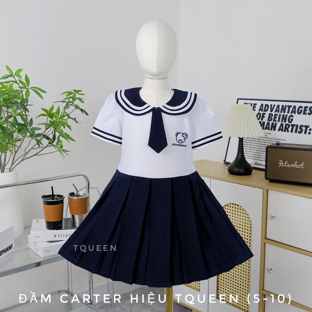 Đầm học sinh - Vải kate lụa - Danangsale