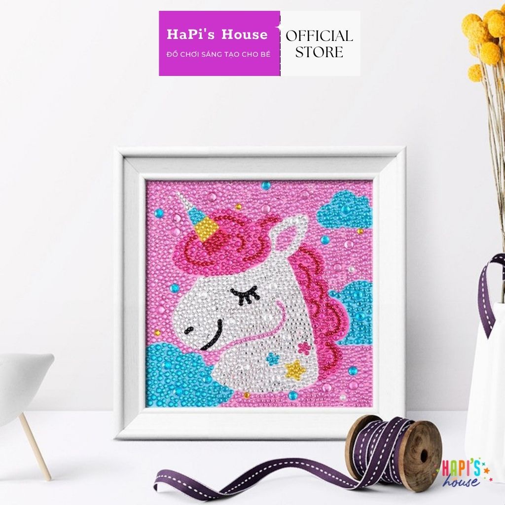Tranh Đính Đá có khung (ĐÁ ABC CAO CẤP). Kích Thước:20x20cm