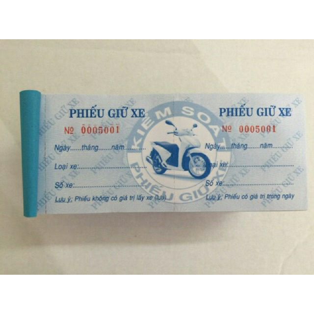 Phiếu giữ xe có số nhảy - 7x16cm