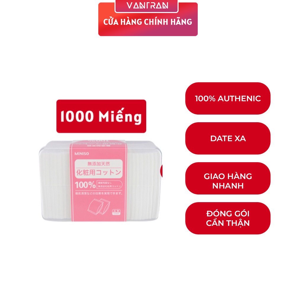 BÔNG TẨY TRANG MINISO NHẬT BẢN GÓI 1000 MIẾNG MỀM MỊN - HÀNG CHÍNH HÃNG