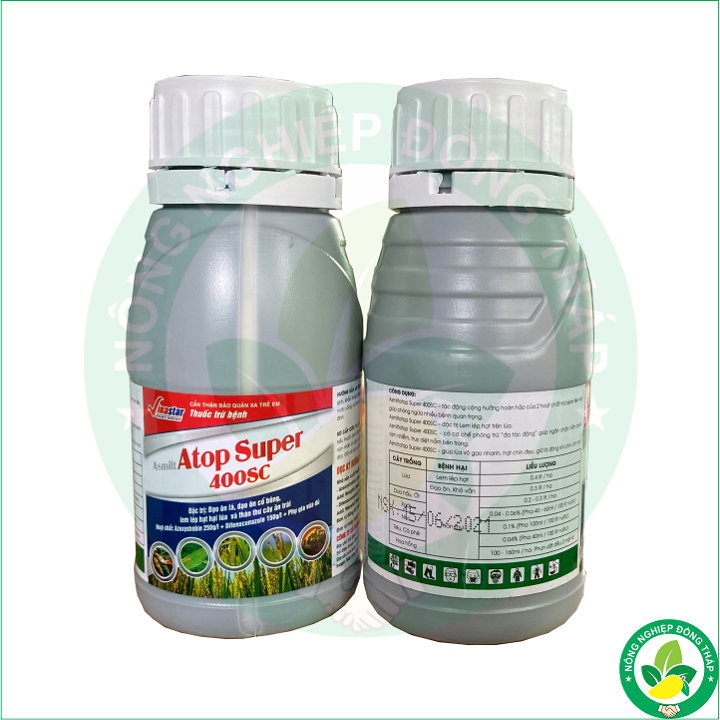 Thuốc Trừ Bệnh Asmilt Atop Super 400SC – Đặc Trừ Đạo Ôn Lá, Đạo Ôn Cổ Bông, Lem Lép Hạt Hại Lúa Và Thán Thư Cây Ăn Trái (Chai 240ml)