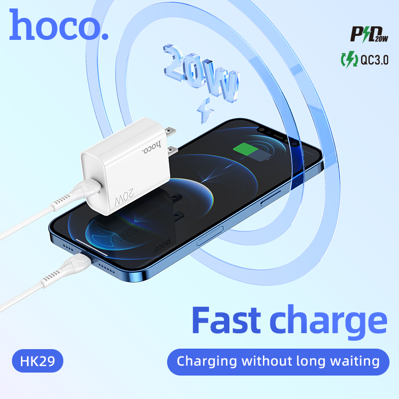 Bộ sạc nhanh Hoco HK29 kèm cáp TypeC to TypeC 20W (Trắng) - Nhất Tín Computer